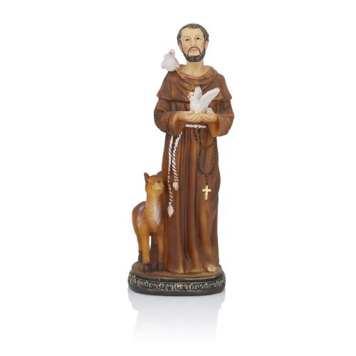 Figurka św. Franciszka z Asyżu z ptakami, wysokość 20 cm