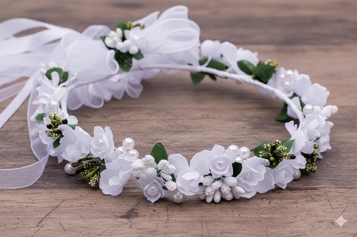 Zielone pączki delikatnie przełamują biel, nadając naturalności.