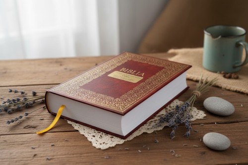 Biblia Domowa w brązowej oprawie z personalizowanym grawerem