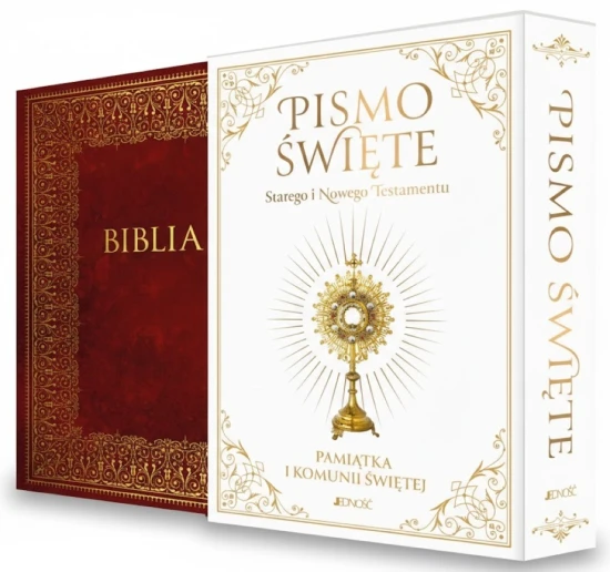 Biblia Domowa jako pamiątka I Komunii Świętej w etui