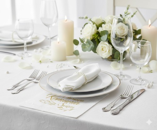 Białe serwetki Pierwsza Komunia Święta