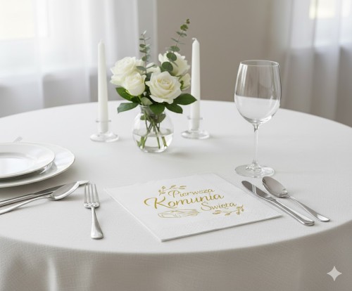 Białe serwetki Pierwsza Komunia Święta