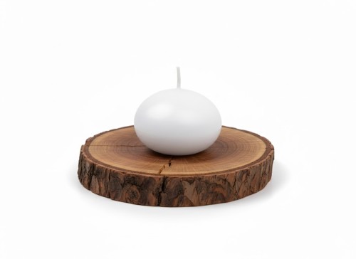 Biała świeca pływająca w kształcie dysku