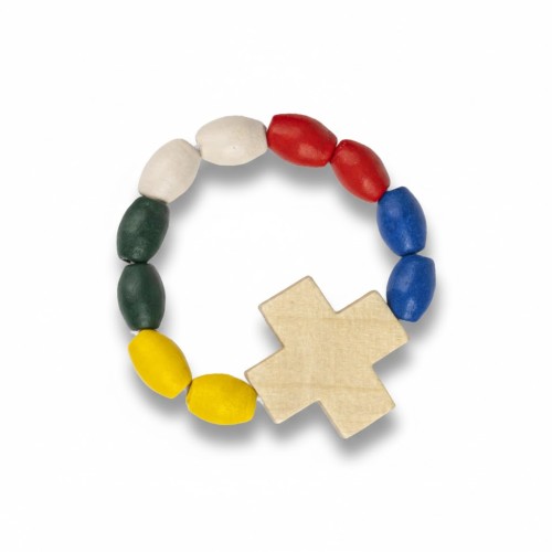 Drewniany dziesiątek różańca na palec w wersji misyjnej.