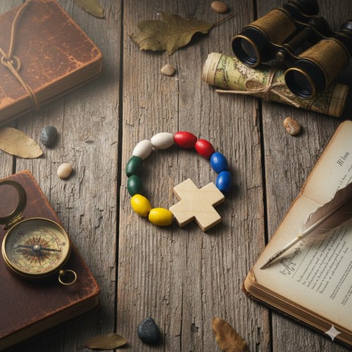 Kolorowe koraliki o średnicy 8 mm połączone elastycznym sznurkiem.