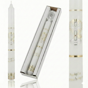 Świeca na Chrzest Święty – gromnica – z okapnikiem i pudełkiem