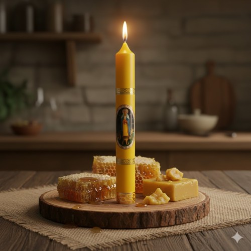 Świeca gromniczna typu MAXI o wysokości 45 cm.