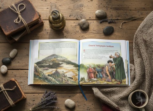 440 stron podzielonych na 365 czytań pozwala przeżyć rok z historiami biblijnymi — od stworzenia świata po życie Jezusa i początki Kościoła.