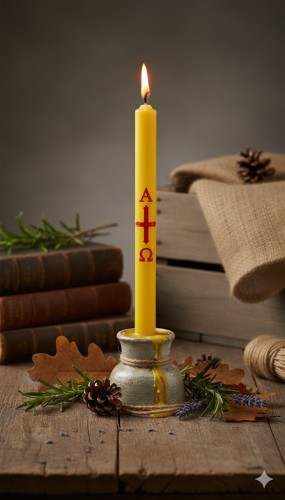 Wielkanocna naklejka o czytelnej symbolice liturgicznej.