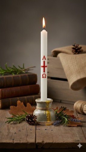 Świeca dostępna w kolorze białym lub żółtym.