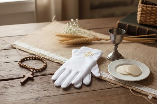 Złoty haft nadaje rękawiczkom religijnego znaczenia.