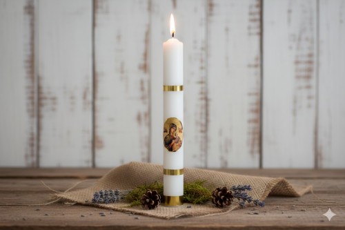 Klasyczna forma świecy do liturgii 2 lutego.