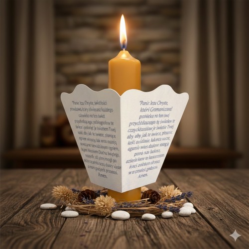 Religijna grafika i modlitwa na okapniku.