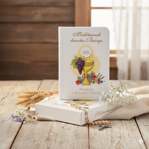 Modlitewnik w etui przeznaczony na pamiątkę Komunii.