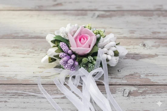 Elegancka ozdoba na świecę odpowiednia na Komunię i Chrzest Święty.