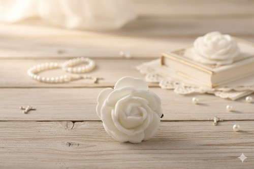 Matowe płatki nadają przypince spokojny i elegancki wygląd.