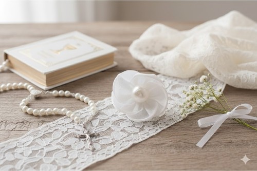 Perłowy środek dodaje subtelnego, biżuteryjnego akcentu.