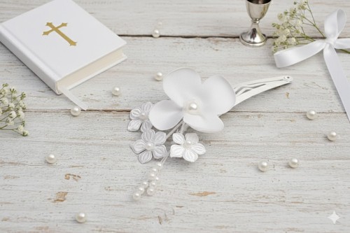 Centralna perła podkreśla elegancki charakter wsuwki.