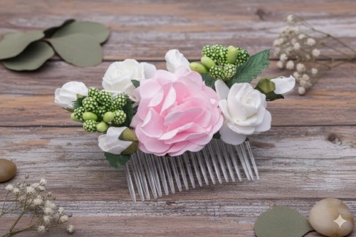 Pudrowa piwonia stanowi centralny punkt kompozycji.