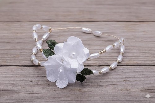 Perełkowa baza nadaje ozdobie elegancki, biżuteryjny charakter.
