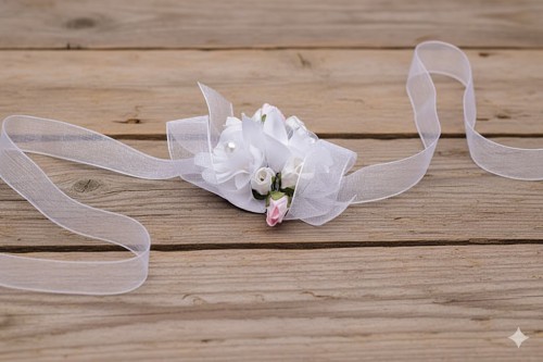 Zwiewna organza nadaje ozdobie eterycznej lekkości.