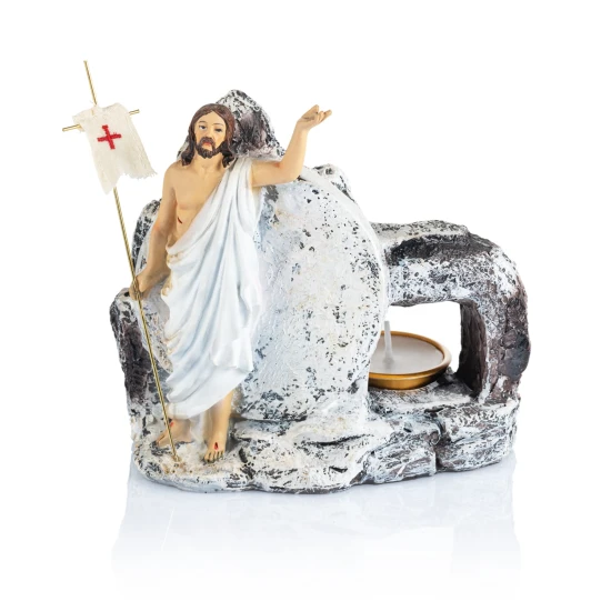 Figurka Jezusa Zmartwychwstałego z funkcją świecznika.