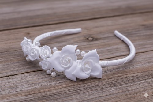 Klasyczna biel idealnie pasuje do stylizacji komunijnej.