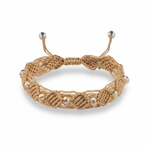 Bransoletka dziesiątek różańca jasny brąz – sznurkowa regulowana