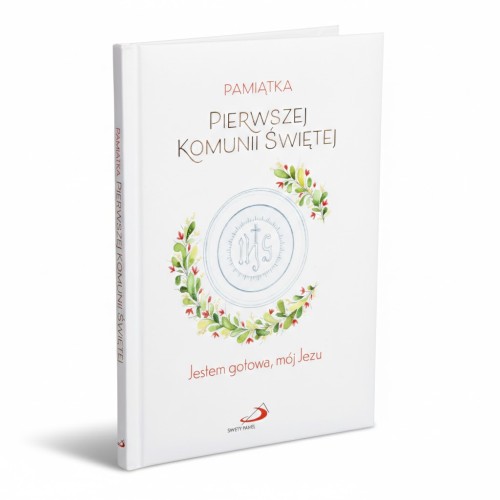 Ilustrowana pamiątka Pierwszej Komunii Świętej dla dziewczynki.