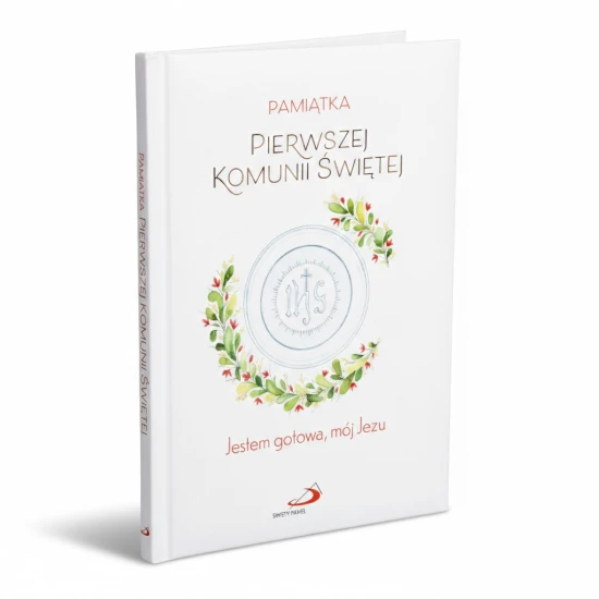 Ilustrowana pamiątka Pierwszej Komunii Świętej dla dziewczynki.