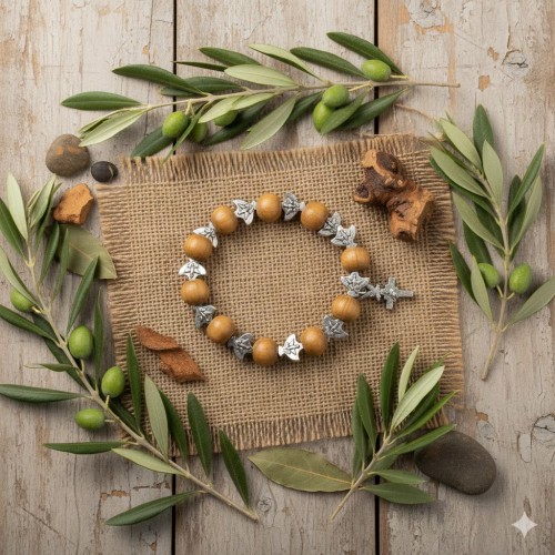 Metalowy krzyżyk dopełniający formę modlitewną.