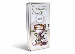 Pudełko drewniane na banknoty z okazji I Komunii Świętej prezent 