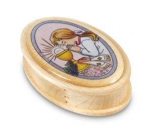 Pudełeczko magnetyczne na różaniec – I Komunia Święta – dla dziewczynki