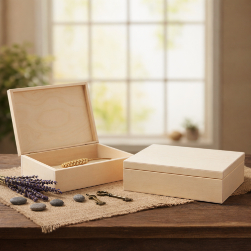 Drewniane pudełko na pamiątki 27,5 × 20,5 × 8 cm – kasetka z drewna lipowego