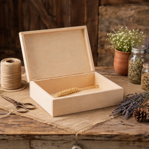 Drewniane pudełko na pamiątki 27,5 × 20,5 × 8 cm – kasetka z drewna lipowego