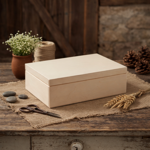 Drewniane pudełko na pamiątki 27,5 × 20,5 × 8 cm – kasetka z drewna lipowego