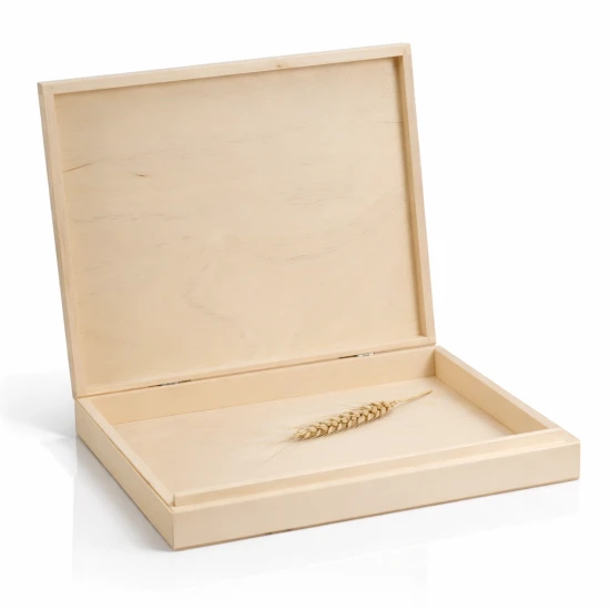 Duże drewniane pudełko na pamiątki 32,5 × 25,5 × 4,5 cm – kasetka z drewna lipowego