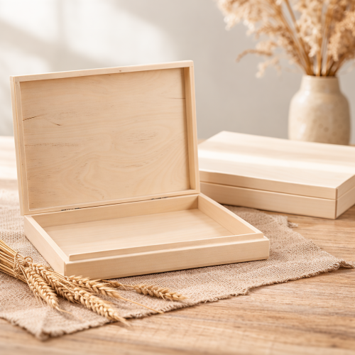 Duże drewniane pudełko na pamiątki 32,5 × 25,5 × 4,5 cm – kasetka z drewna lipowego
