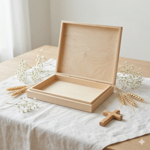 Duże drewniane pudełko na pamiątki 32,5 × 25,5 × 4,5 cm – kasetka z drewna lipowego