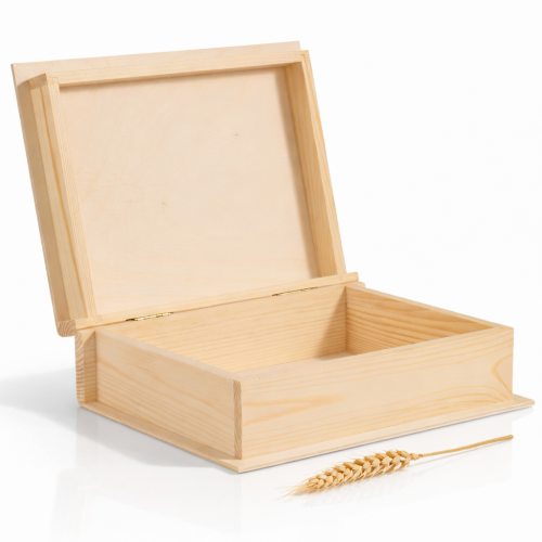 Drewniane pudełko na pamiątki 21 × 17 × 4,5 cm – kasetka z drewna lipowego