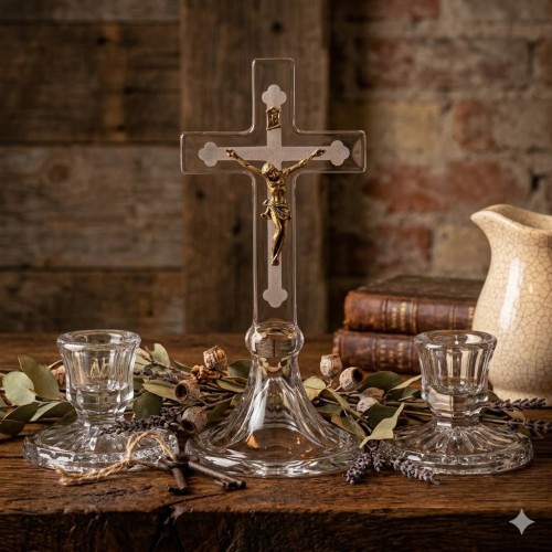 Krzyż o wysokości 20 cm z wizerunkiem Chrystusa.