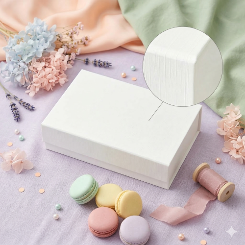 Pudełko magnetyczne A5 białe – struktura len 23,5×17×6 cm – kasetka prezentowa