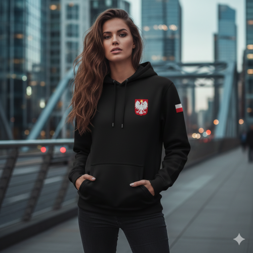 Bluza Orzeł Biały – czarna hoodie symbol narodowy