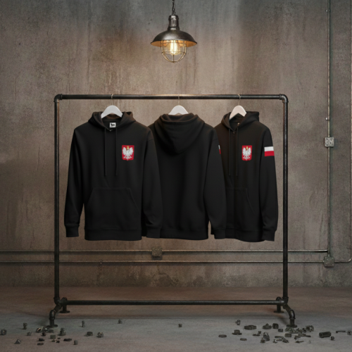 Bluza Orzeł Biały – czarna hoodie symbol narodowy