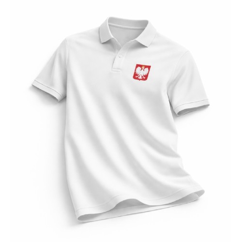 Biała koszulka POLO z Orłem Polskim – symbol narodowy