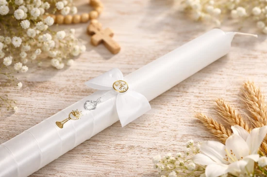Elegancka świeca komunijna 40 cm.