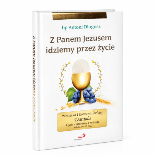 Album komunijny z grawerowaną dedykacją.