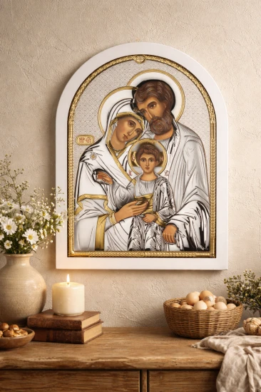 Obrazek srebrny IKONA Święta Rodzina