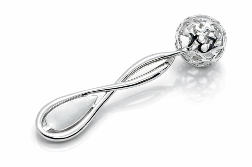 Srebrna grzechotka pamiątka Chrztu Świętego.