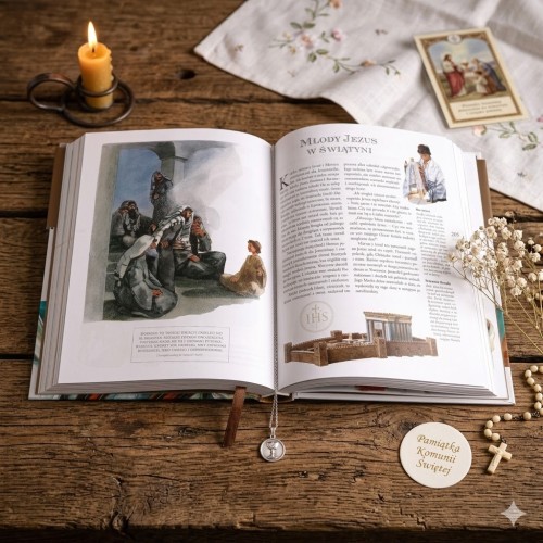 Biblia komunijna z opaską okolicznościową.